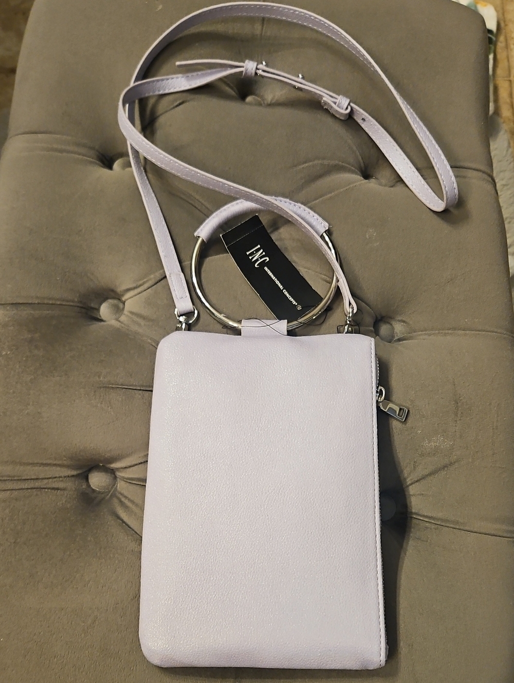 INC International Concepts Lavender Crossbody Bag with Metal Ring Handle